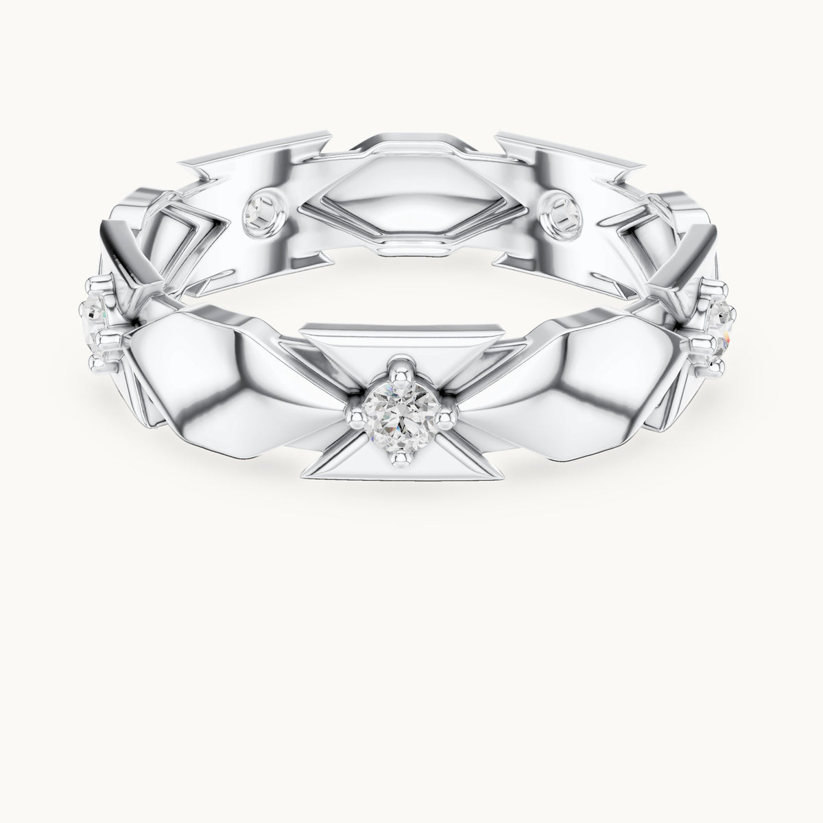 Round lab-grown diamond station full eternity band in white gold, 0.175 CT TW, view 4