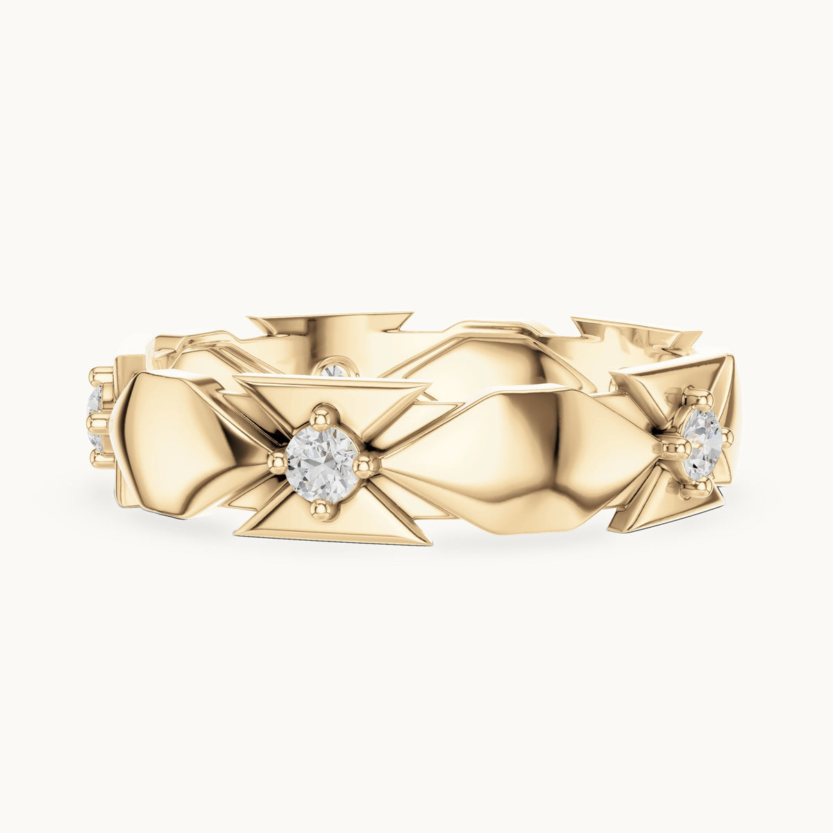 Round lab-grown diamond station full eternity band in yellow gold, 0.175 CT TW, view 3