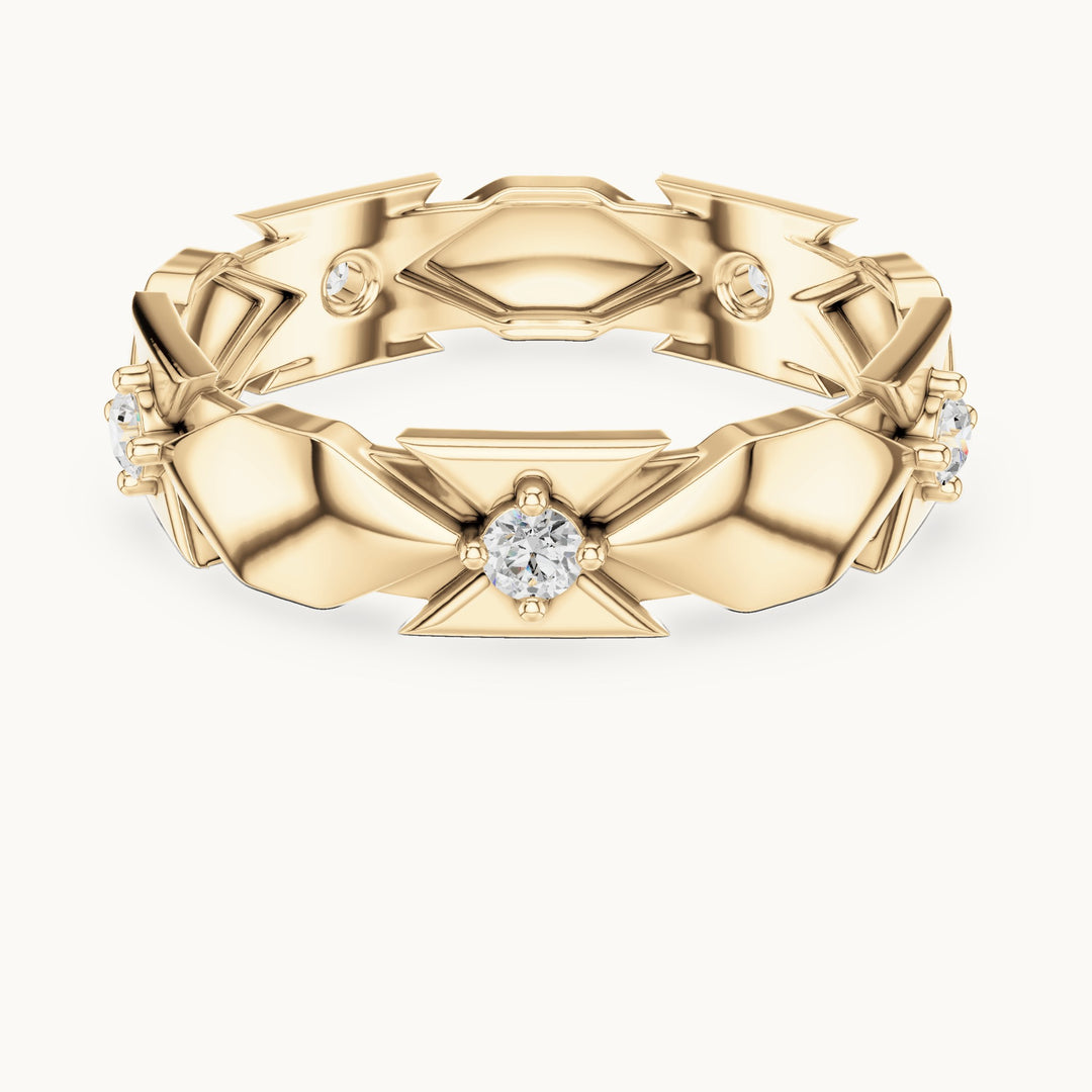 Round lab-grown diamond station full eternity band in yellow gold, 0.175 CT TW, view 4