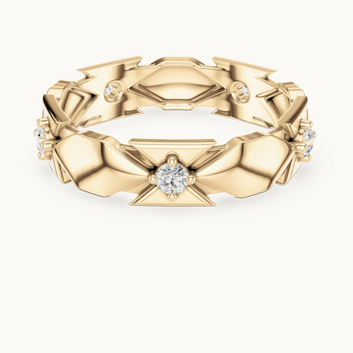 Round lab-grown diamond station full eternity band in yellow gold, 0.175 CT TW, view 4