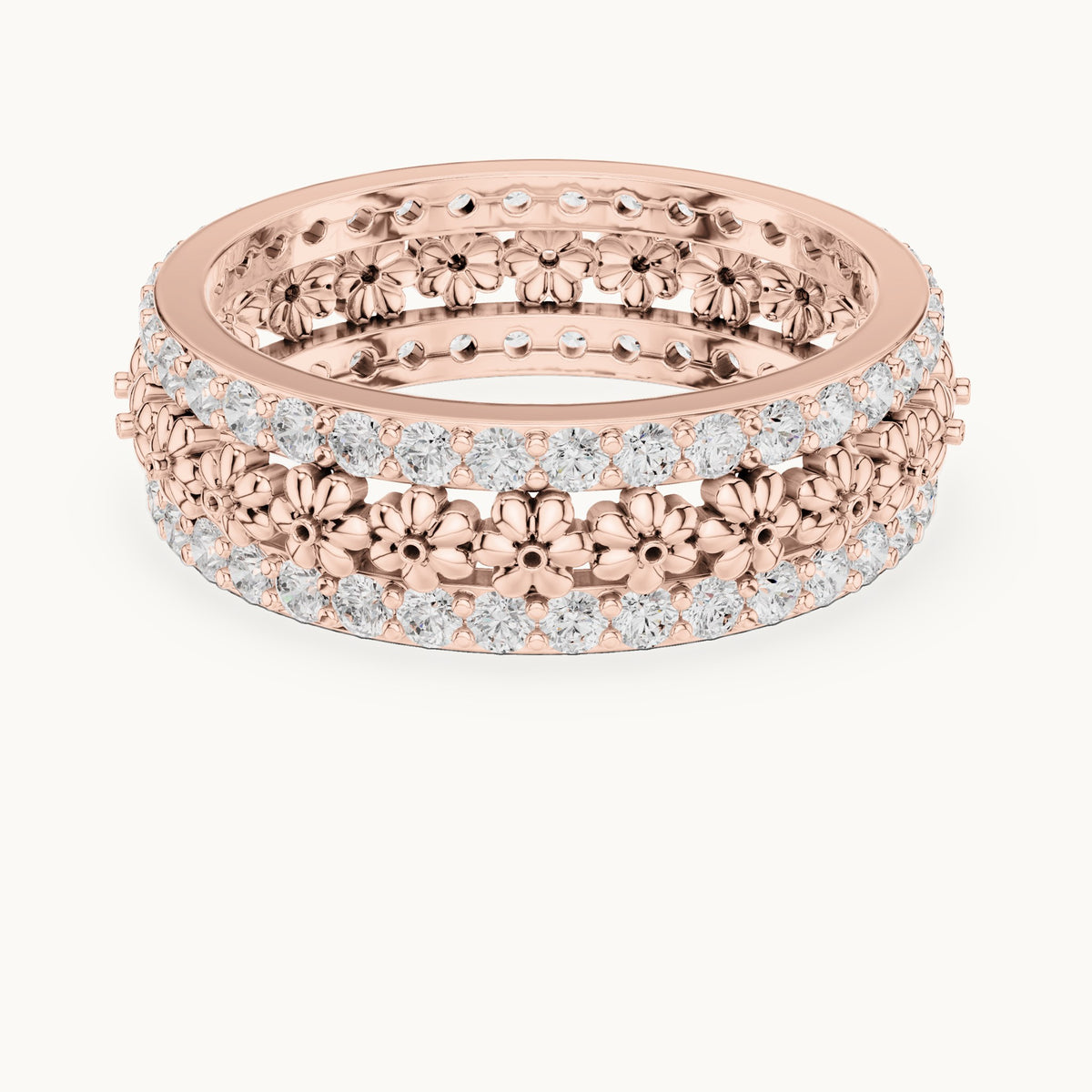 Round lab-grown diamond pavé full eternity band in rose gold, 0.864 CT TW, view 4