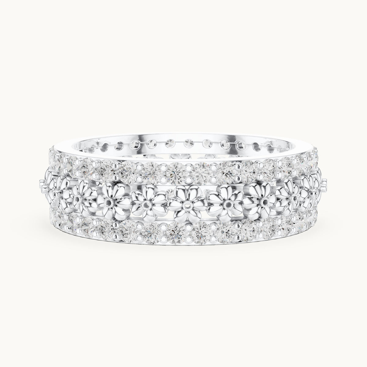 Round lab-grown diamond pavé full eternity band in white gold, 0.864 CT TW, view 3