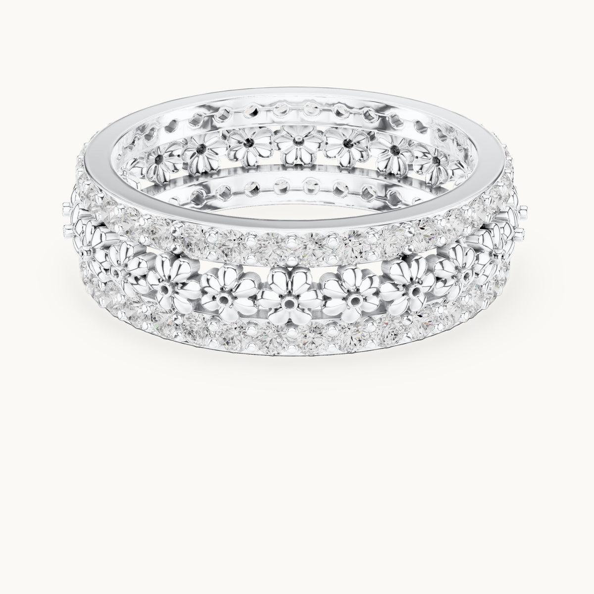 Round lab-grown diamond pavé full eternity band in white gold, 0.864 CT TW, view 4