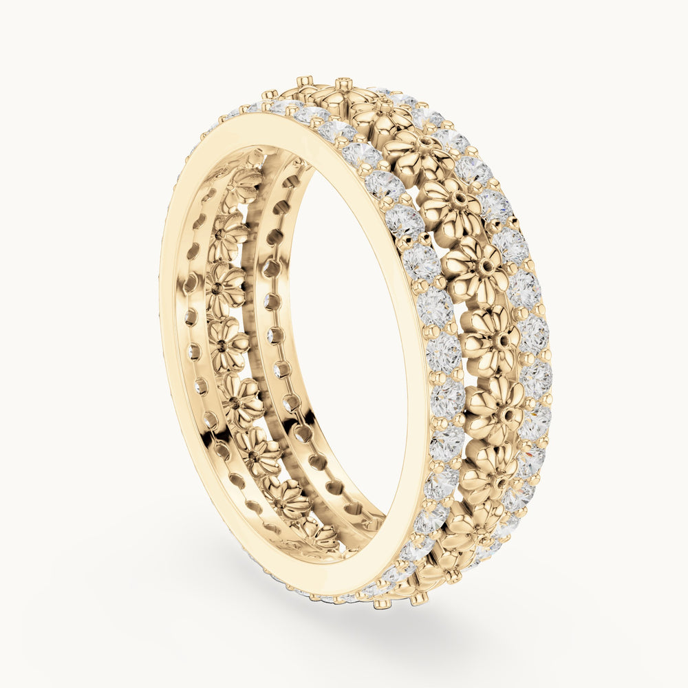Round lab-grown diamond pavé full eternity band in yellow gold, 0.864 CT TW, view 1