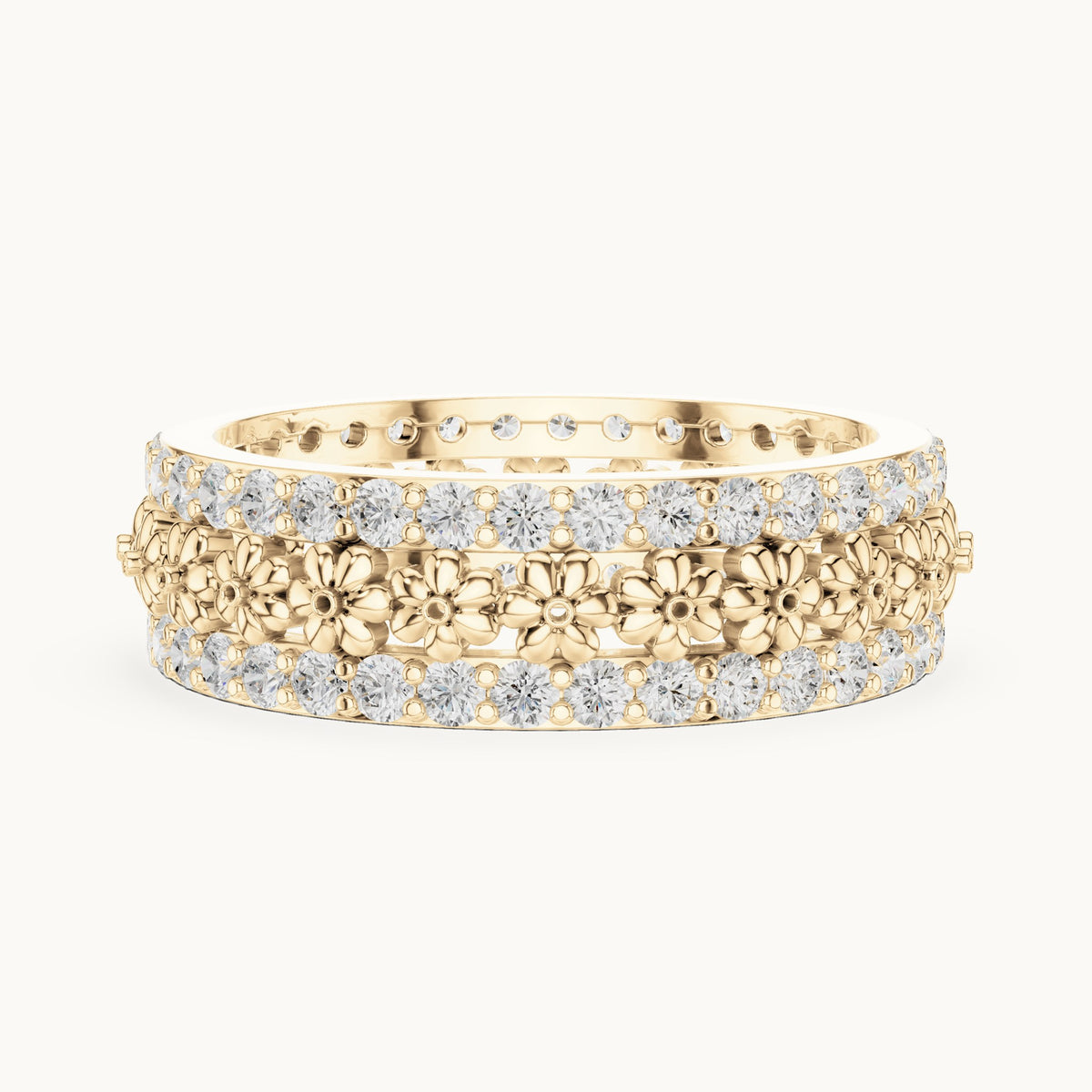 Round lab-grown diamond pavé full eternity band in yellow gold, 0.864 CT TW, view 3
