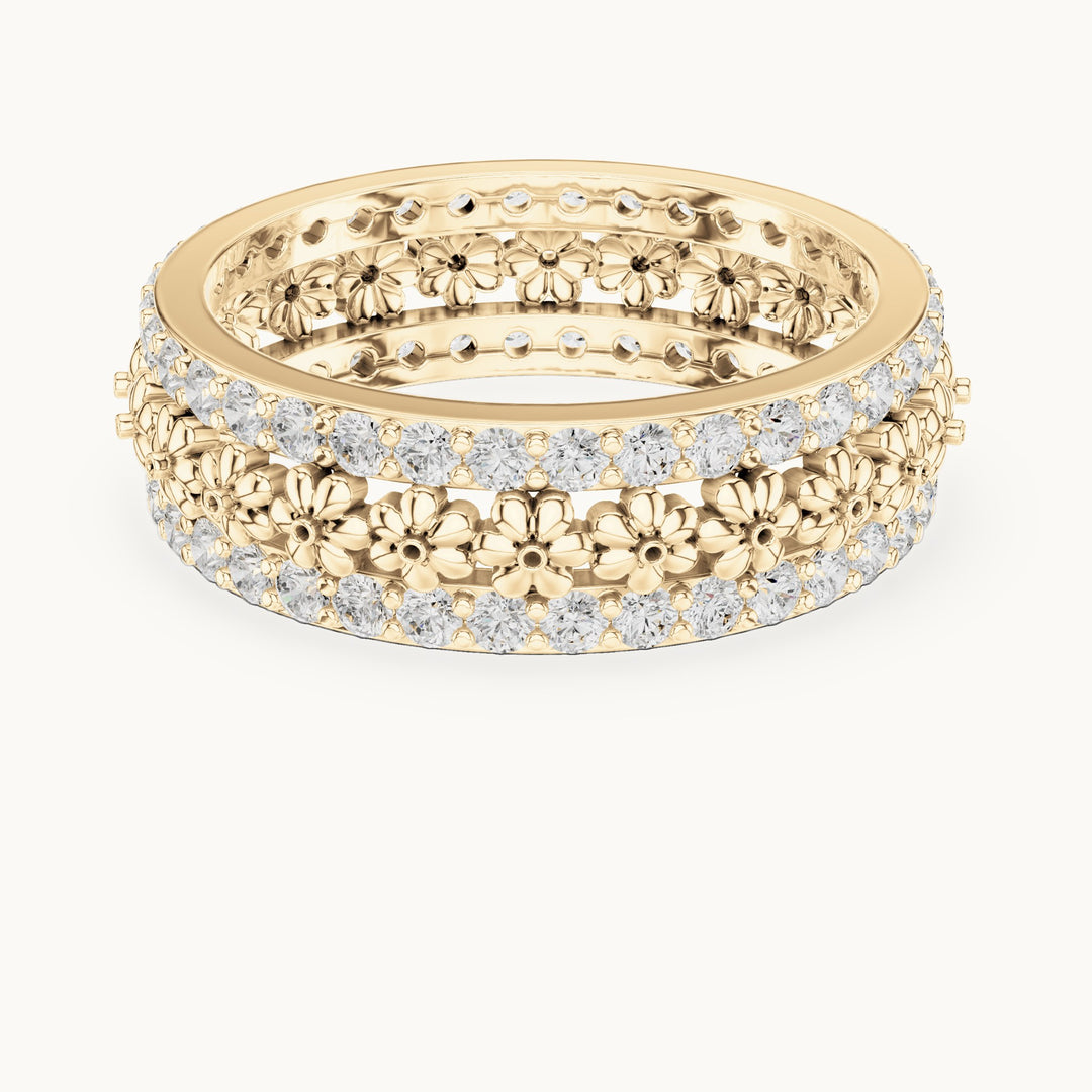 Round lab-grown diamond pavé full eternity band in yellow gold, 0.864 CT TW, view 4