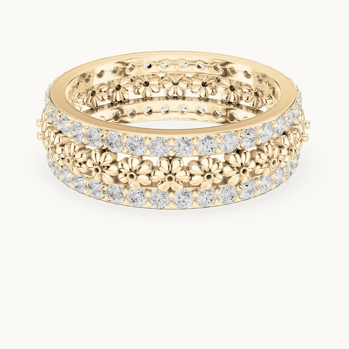Round lab-grown diamond pavé full eternity band in yellow gold, 0.864 CT TW, view 4