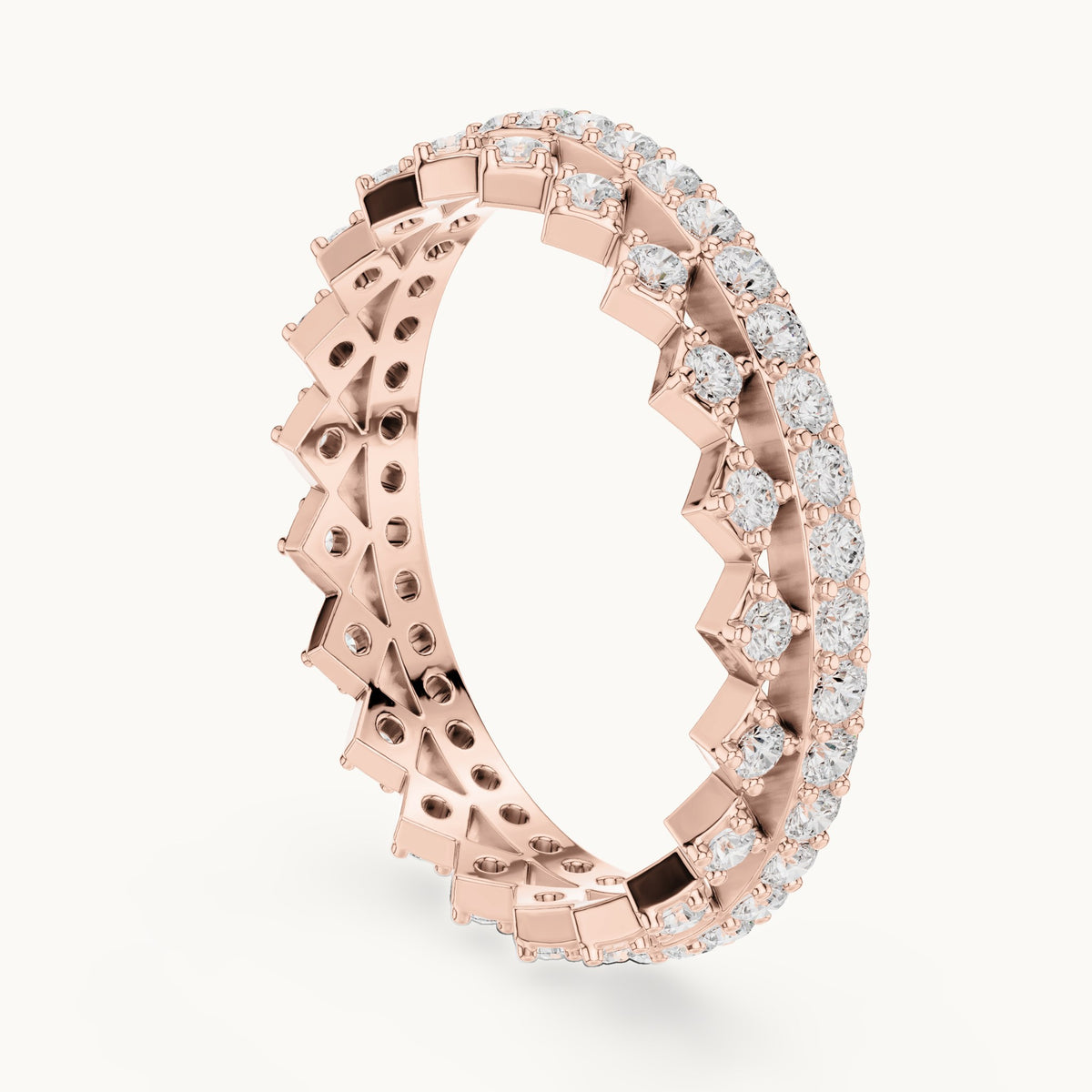 Round lab-grown diamond pavé full eternity band in rose gold, 0.708 CT TW, view 1