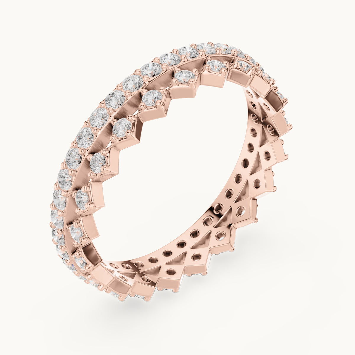 Round lab-grown diamond pavé full eternity band in rose gold, 0.708 CT TW, view 2