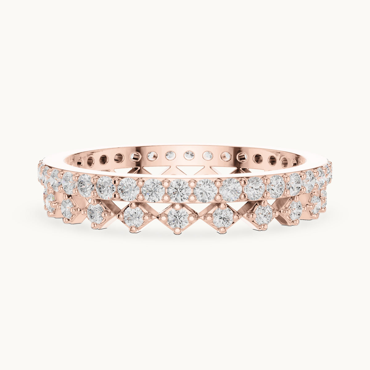 Round lab-grown diamond pavé full eternity band in rose gold, 0.708 CT TW, view 3