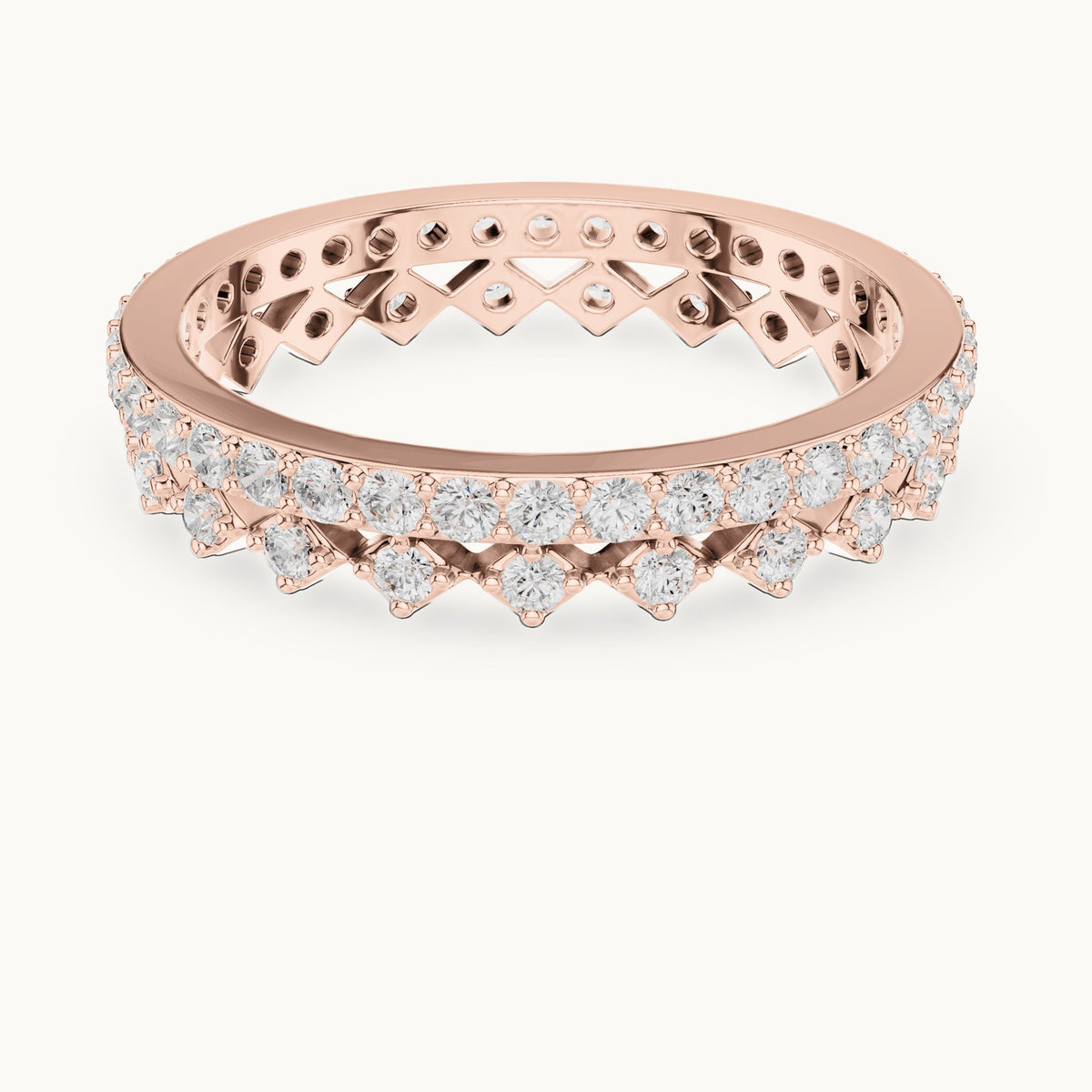 Round lab-grown diamond pavé full eternity band in rose gold, 0.708 CT TW, view 4