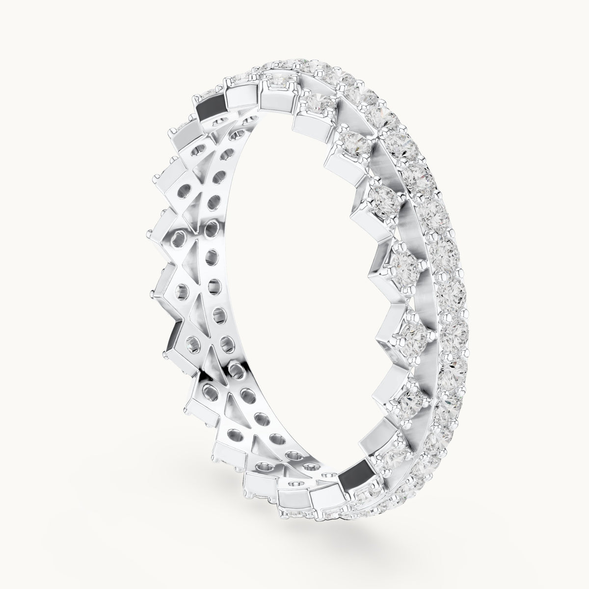 Round lab-grown diamond pavé full eternity band in white gold, 0.708 CT TW, view 1