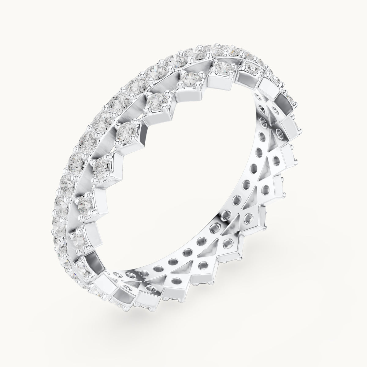 Round lab-grown diamond pavé full eternity band in white gold, 0.708 CT TW, view 2