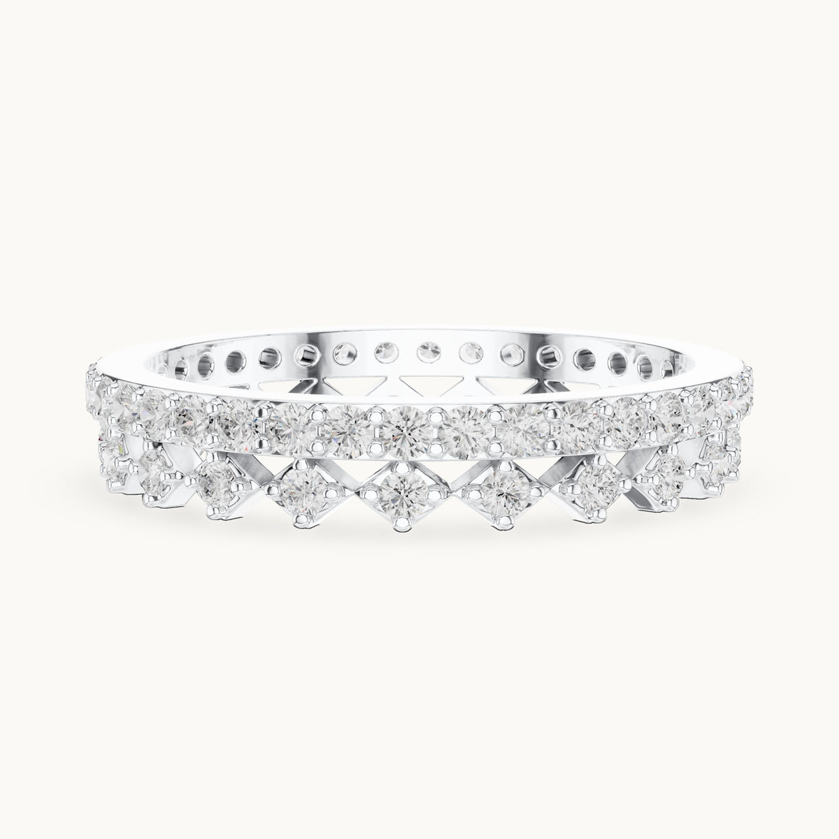 Round lab-grown diamond pavé full eternity band in white gold, 0.708 CT TW, view 3