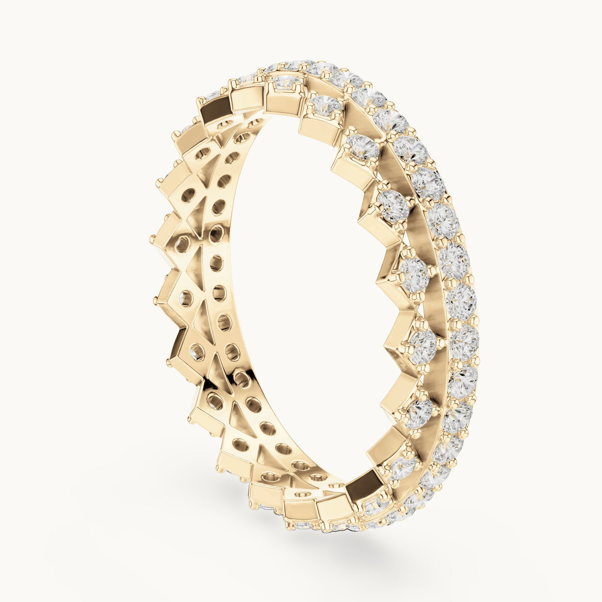 Round lab-grown diamond pavé full eternity band in yellow gold, 0.708 CT TW, view 1