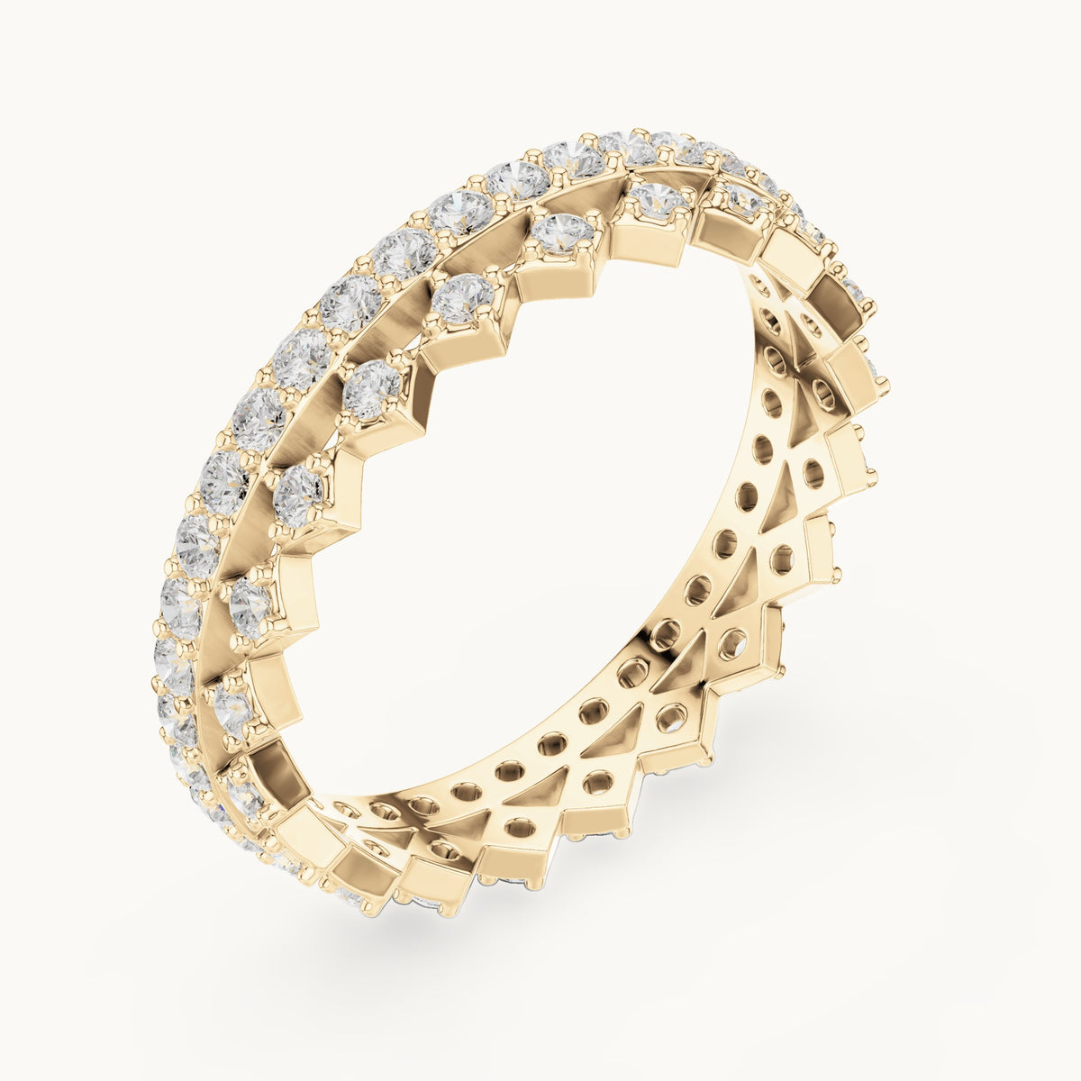 Round lab-grown diamond pavé full eternity band in yellow gold, 0.708 CT TW, view 2