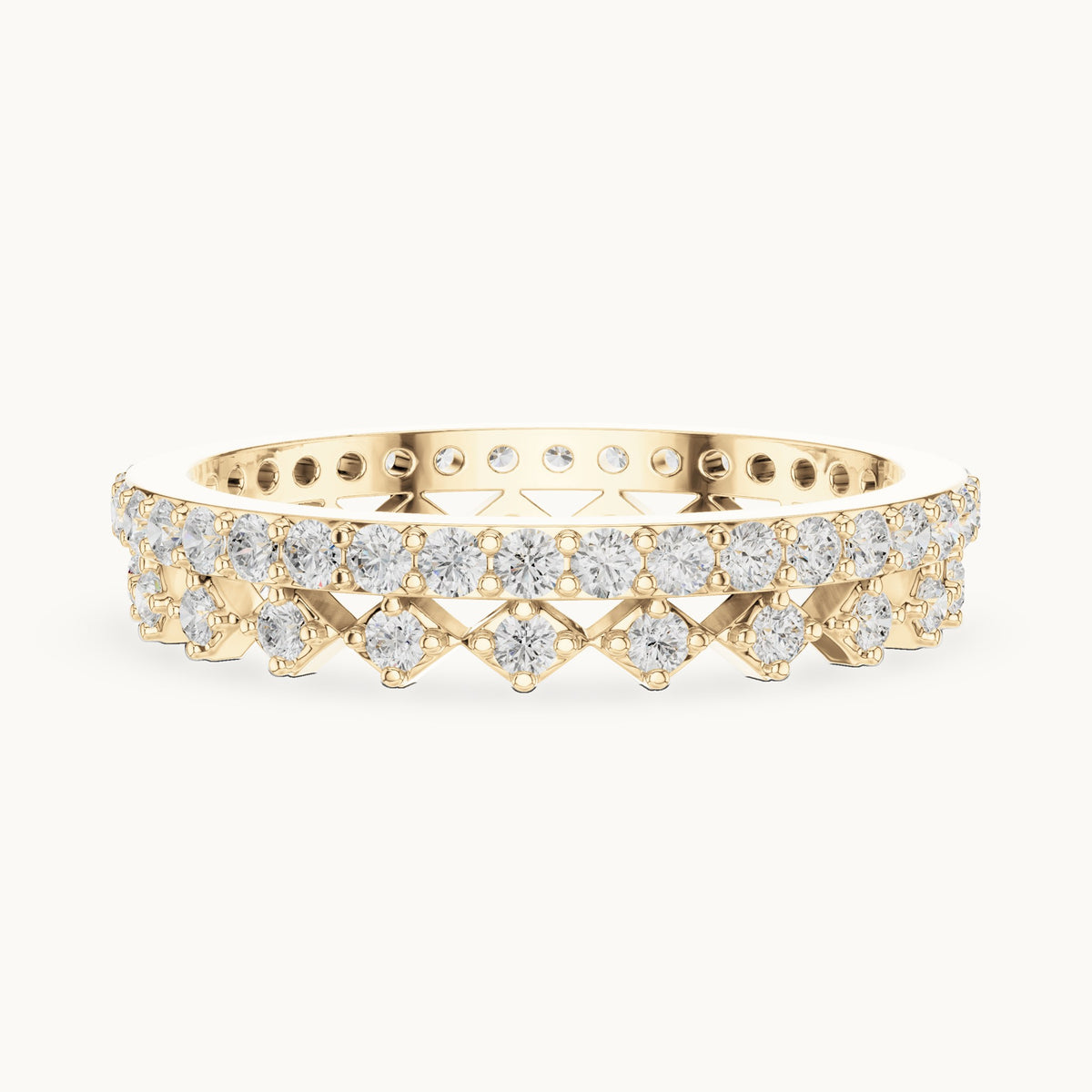 Round lab-grown diamond pavé full eternity band in yellow gold, 0.708 CT TW, view 3