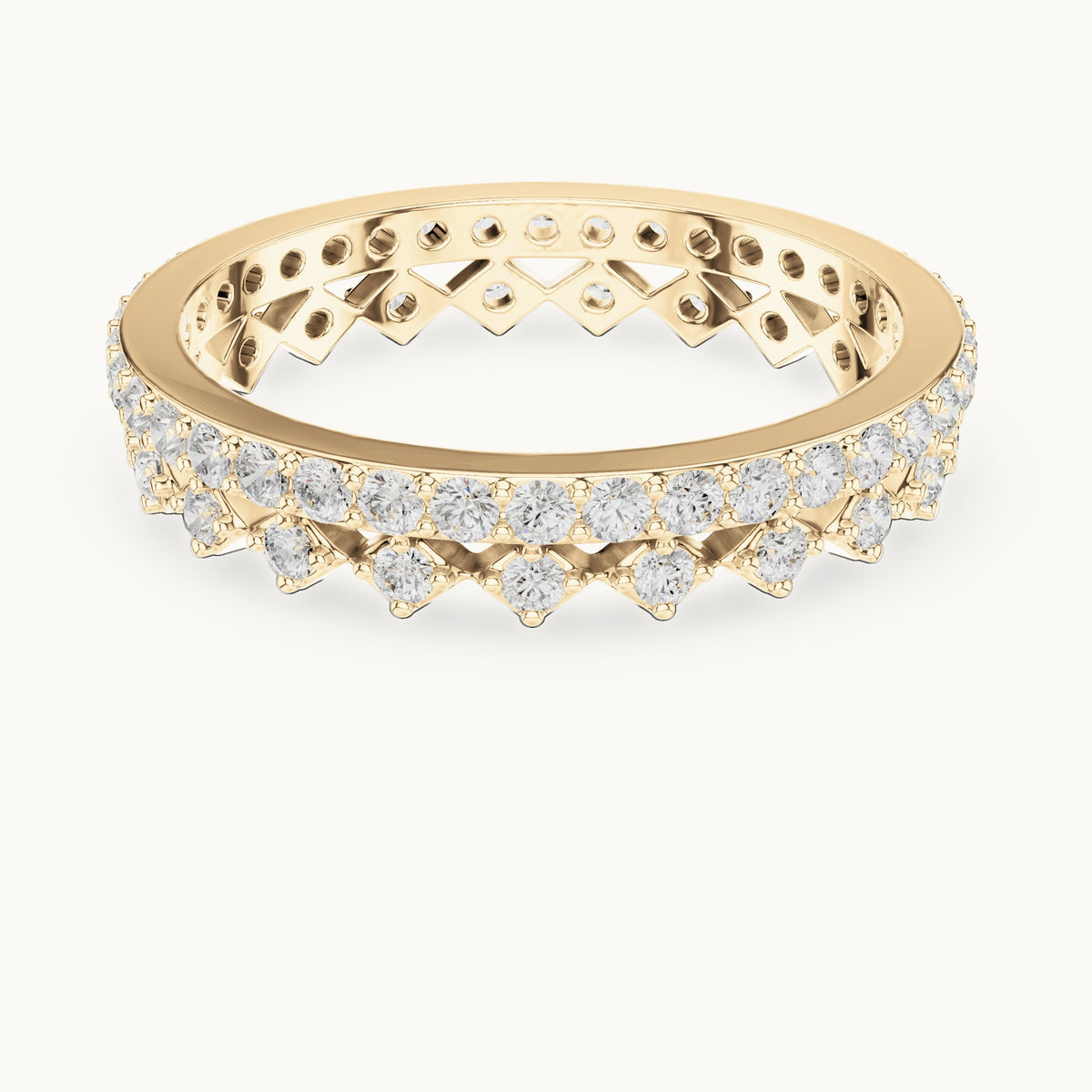 Round lab-grown diamond pavé full eternity band in yellow gold, 0.708 CT TW, view 4