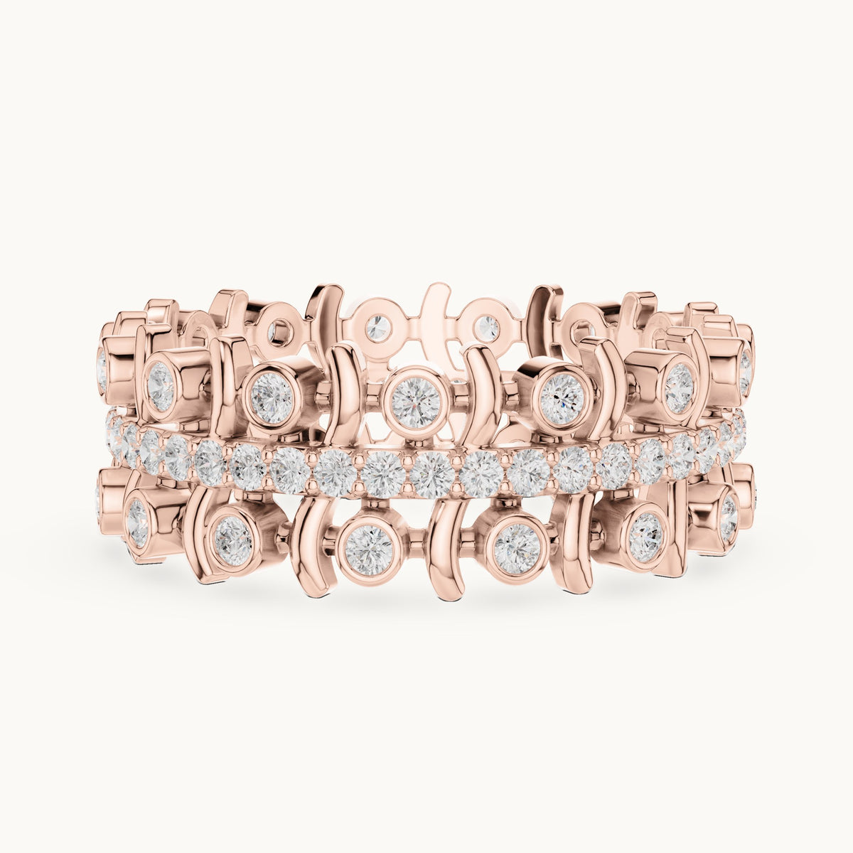 Round lab-grown diamond openwork full eternity band in rose gold, 0.712 CT TW, view 3