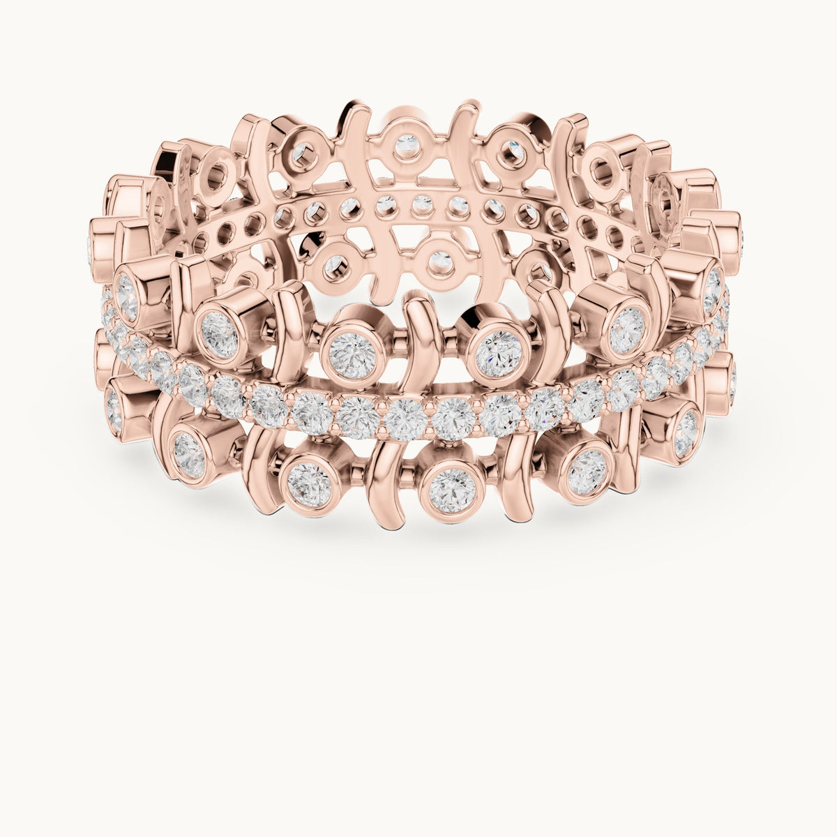 Round lab-grown diamond openwork full eternity band in rose gold, 0.712 CT TW, view 4