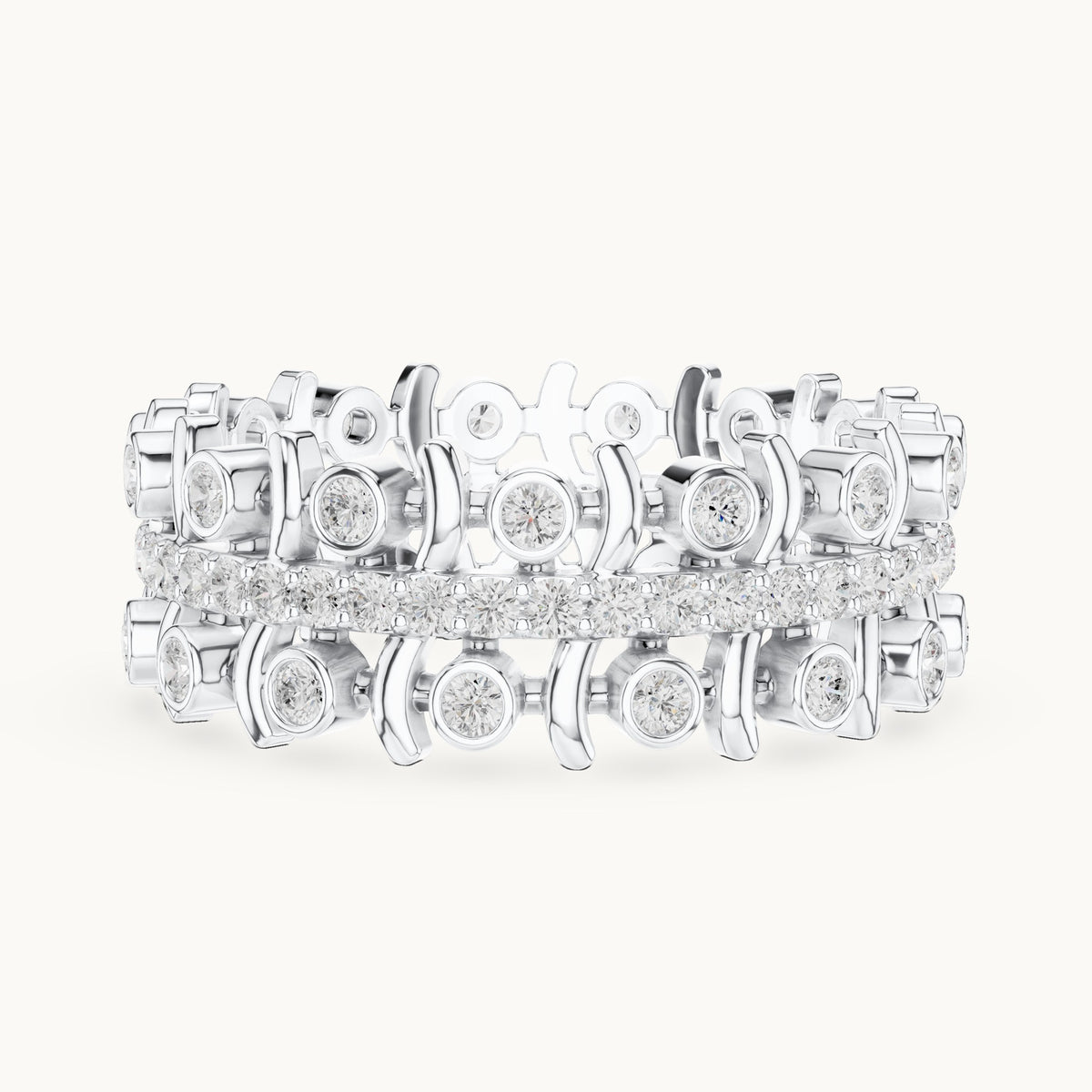 Round lab-grown diamond openwork full eternity band in white gold, 0.712 CT TW, view 3