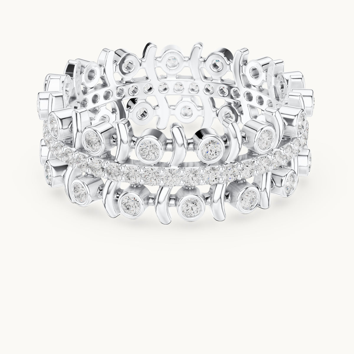 Round lab-grown diamond openwork full eternity band in white gold, 0.712 CT TW, view 4