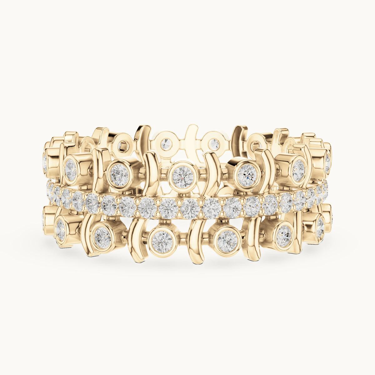 Round lab-grown diamond openwork full eternity band in yellow gold, 0.712 CT TW, view 3