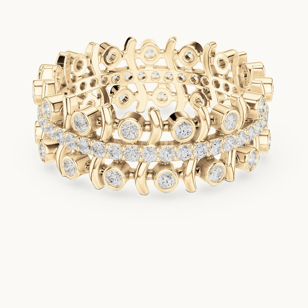 Round lab-grown diamond openwork full eternity band in yellow gold, 0.712 CT TW, view 4