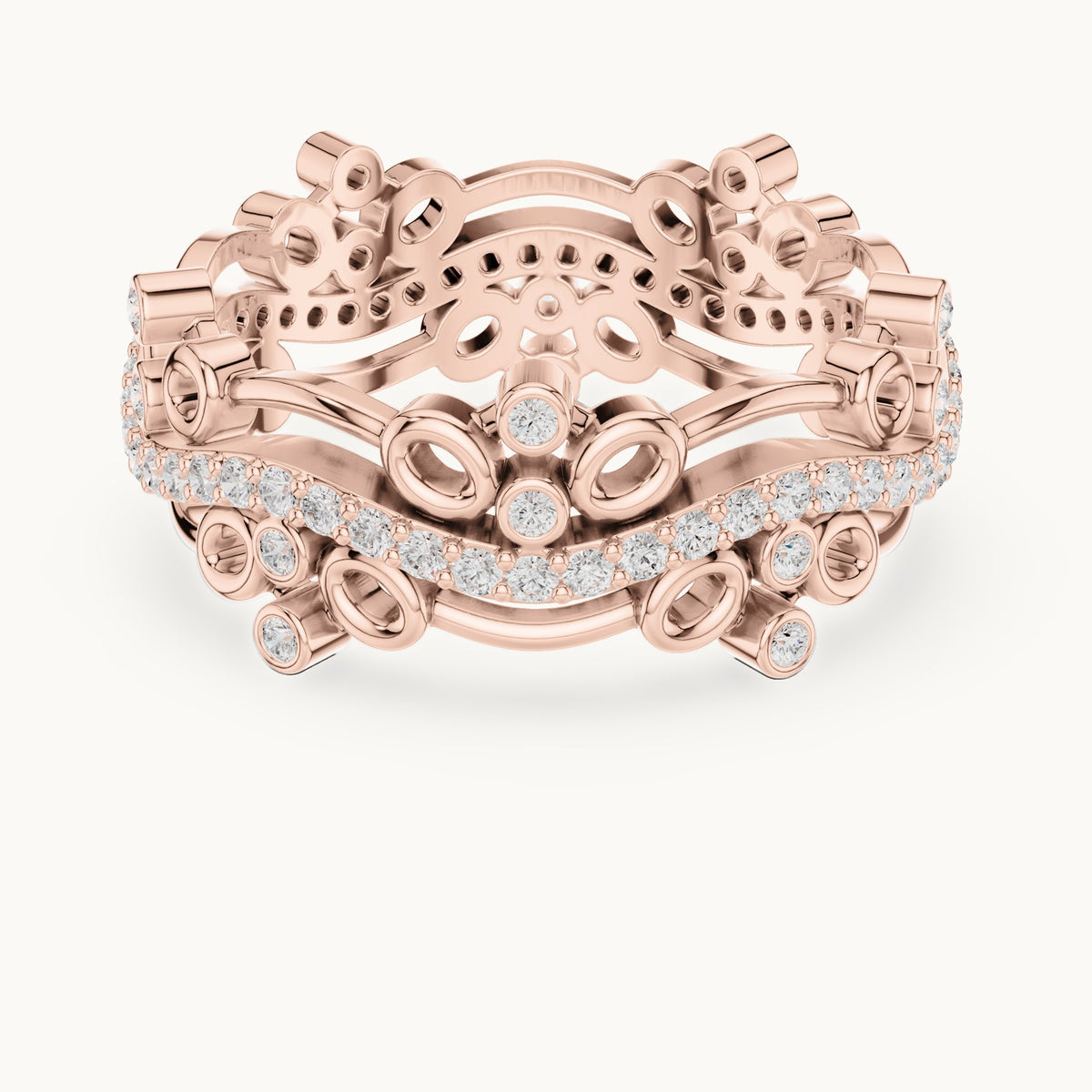 Round lab-grown diamond scroll full eternity band in rose gold, 0.466 CT TW, view 4