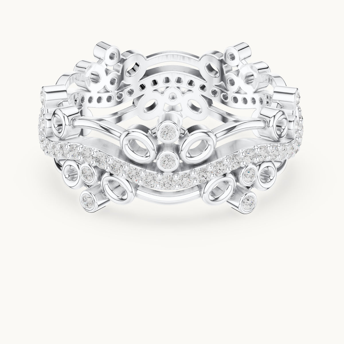 Round lab-grown diamond scroll full eternity band in white gold, 0.466 CT TW, view 4