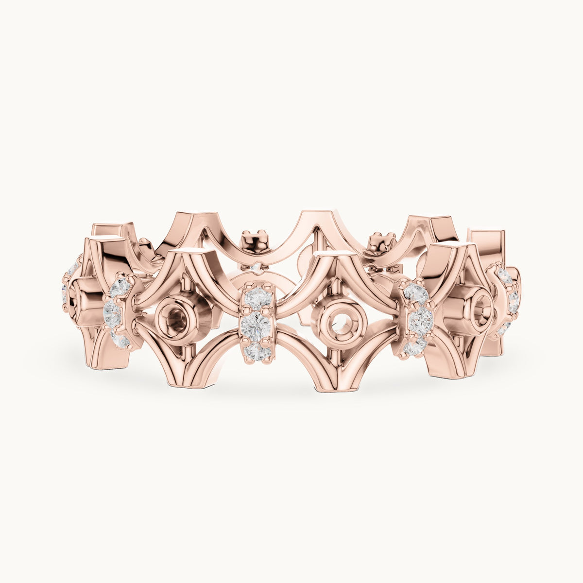 Round lab-grown diamond openwork full eternity band in rose gold, 0.288 CT TW, view 3