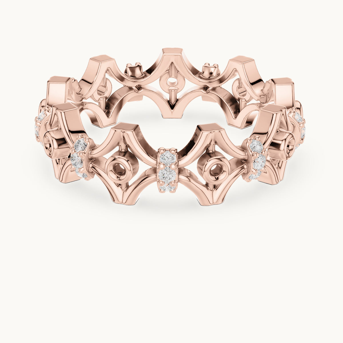 Round lab-grown diamond openwork full eternity band in rose gold, 0.288 CT TW, view 4