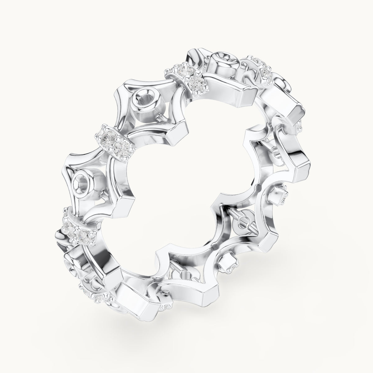 Round lab-grown diamond openwork full eternity band in white gold, 0.288 CT TW, view 2