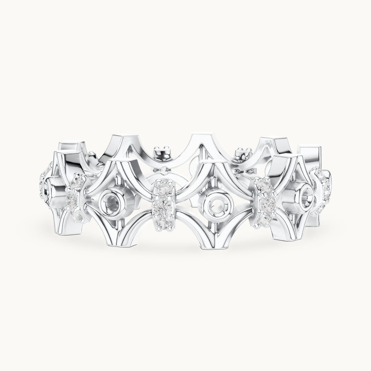 Round lab-grown diamond openwork full eternity band in white gold, 0.288 CT TW, view 3