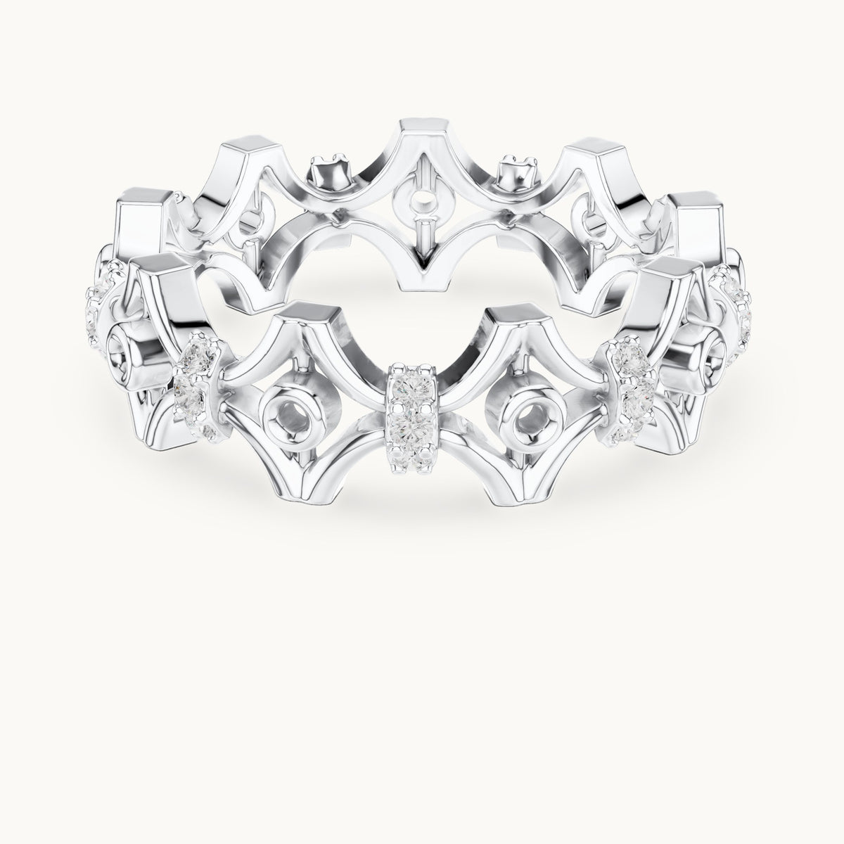 Round lab-grown diamond openwork full eternity band in white gold, 0.288 CT TW, view 4