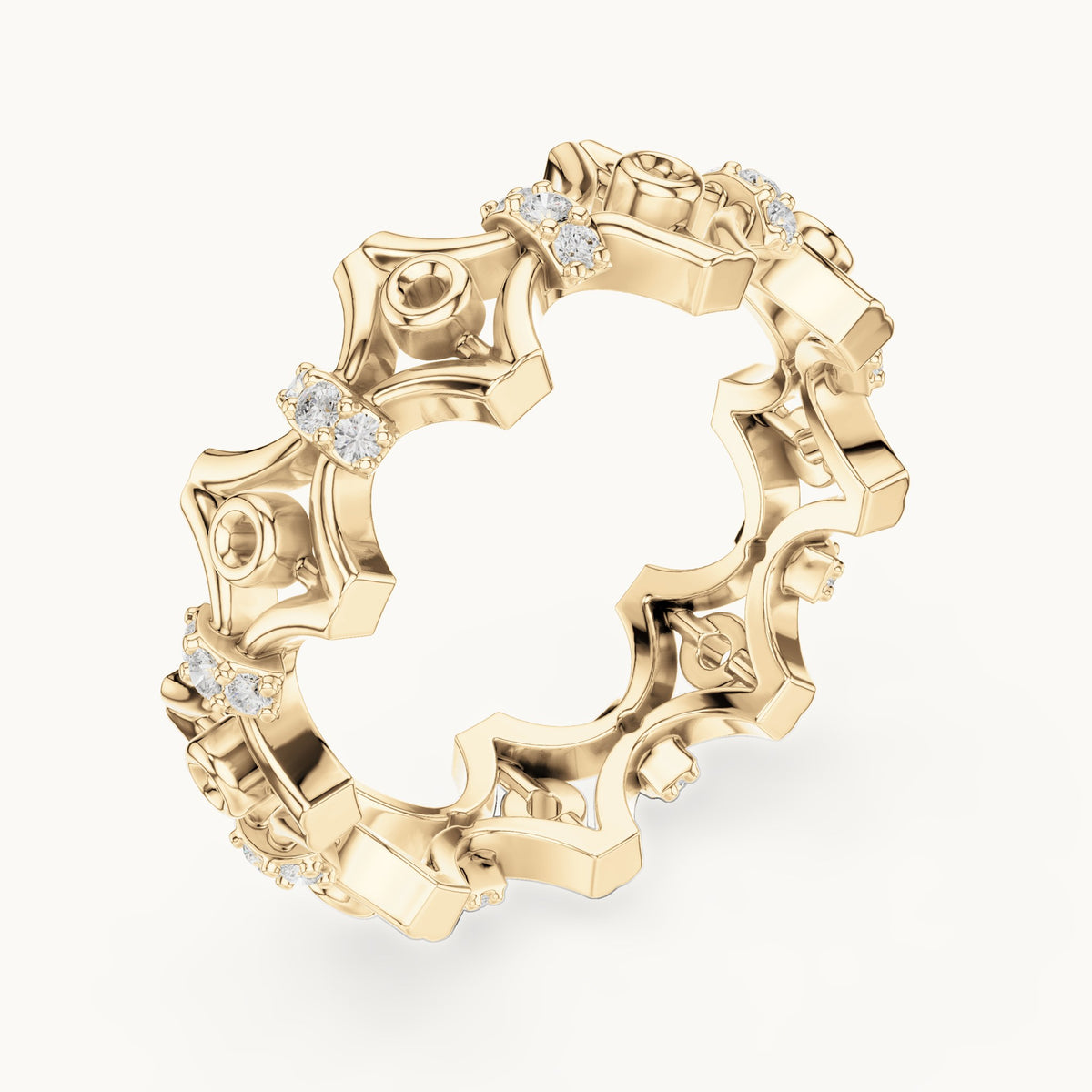 Round lab-grown diamond openwork full eternity band in yellow gold, 0.288 CT TW, view 2