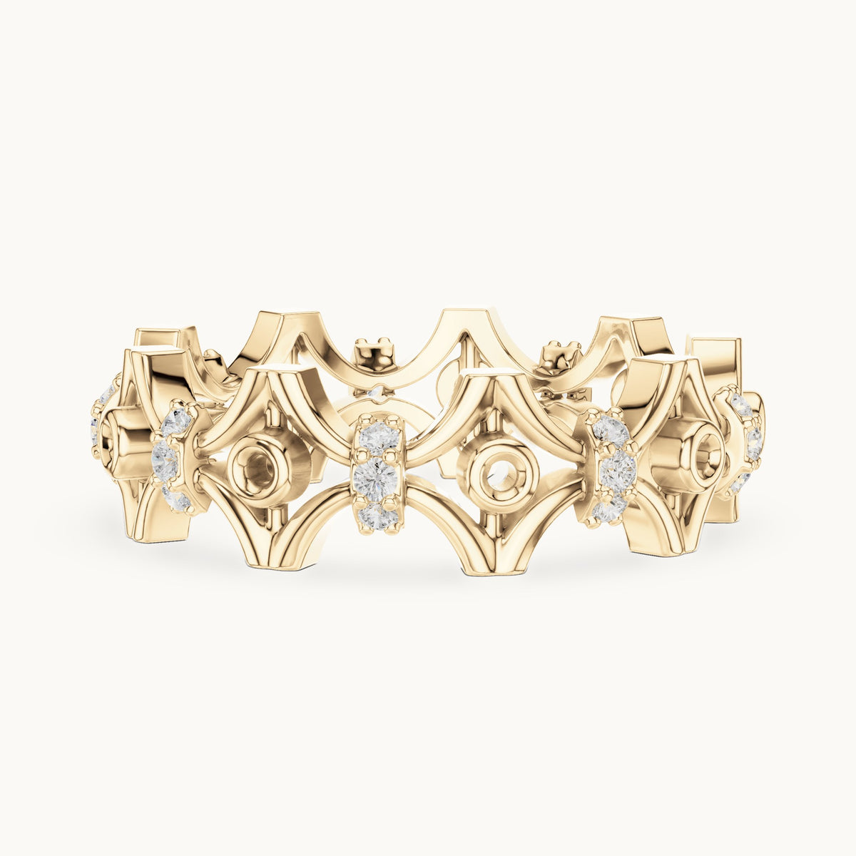 Round lab-grown diamond openwork full eternity band in yellow gold, 0.288 CT TW, view 3