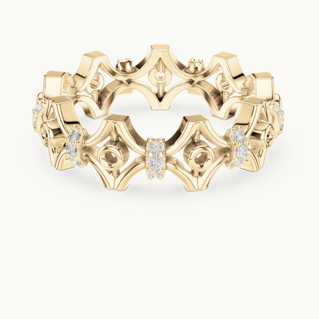 Round lab-grown diamond openwork full eternity band in yellow gold, 0.288 CT TW, view 4