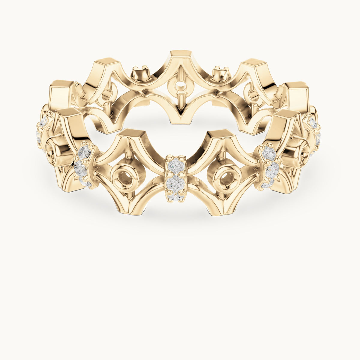 Round lab-grown diamond openwork full eternity band in yellow gold, 0.288 CT TW, view 4
