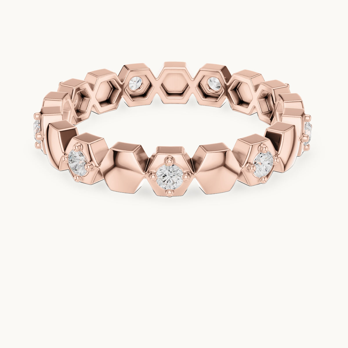 Round lab-grown diamond station full eternity band in rose gold, 0.315 CT TW, view 4