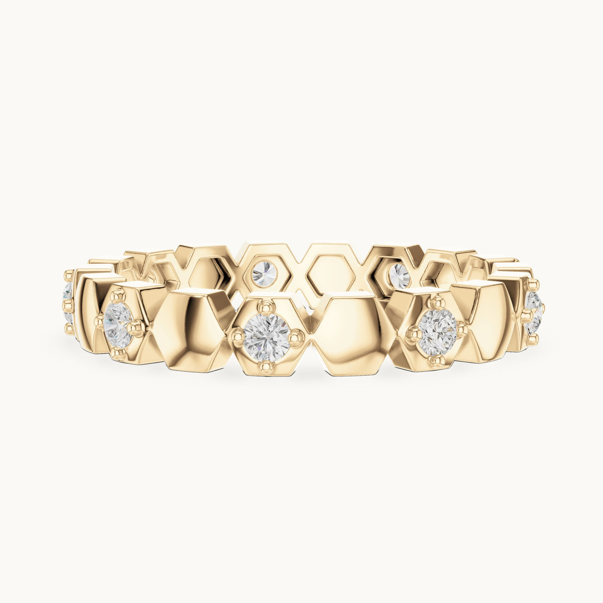 Round lab-grown diamond station full eternity band in yellow gold, 0.315 CT TW, view 3