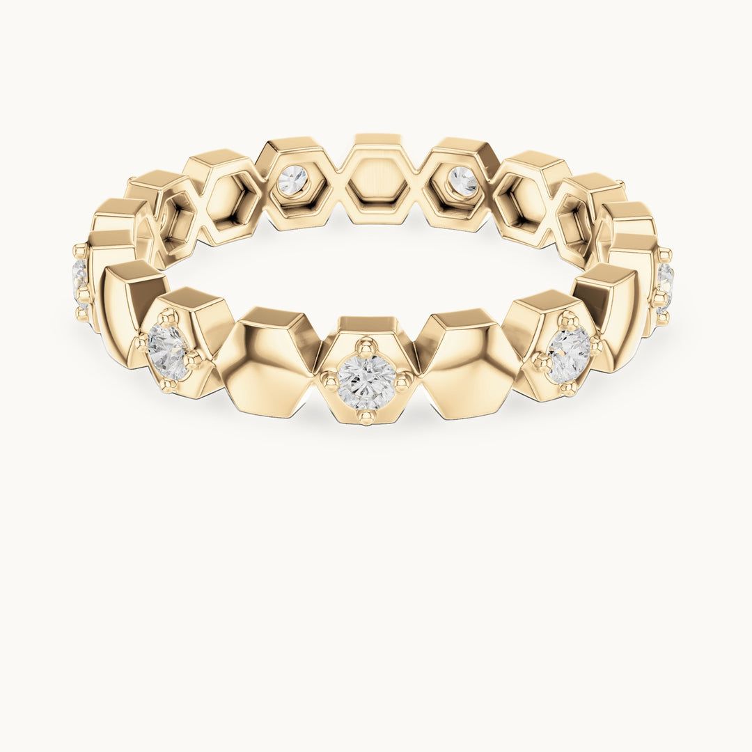 Round lab-grown diamond station full eternity band in yellow gold, 0.315 CT TW, view 4