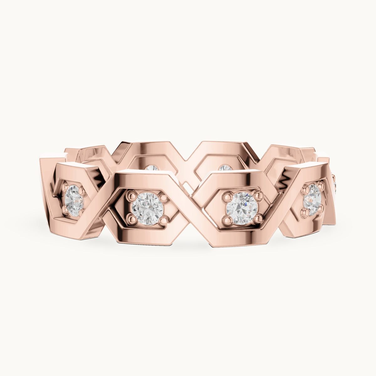 Round lab-grown diamond geometric full eternity band in rose gold, 0.35 CT TW, view 3