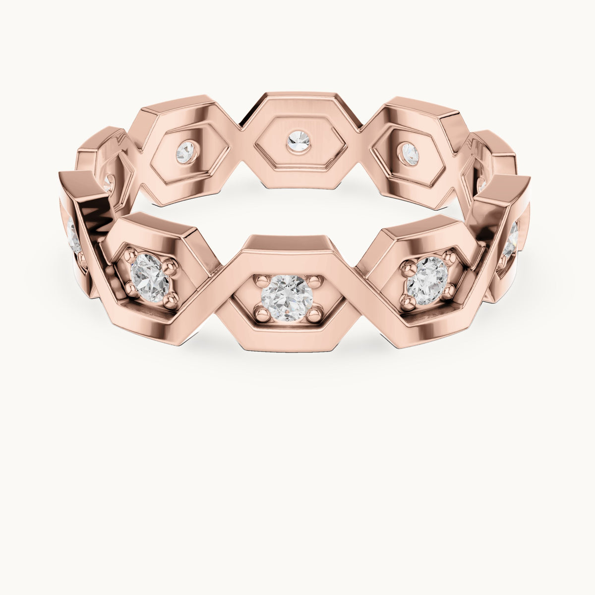 Round lab-grown diamond geometric full eternity band in rose gold, 0.35 CT TW, view 4