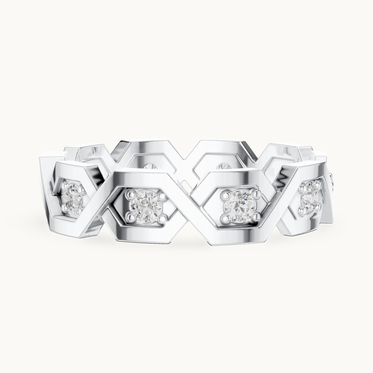 Round lab-grown diamond geometric full eternity band in white gold, 0.35 CT TW, view 3