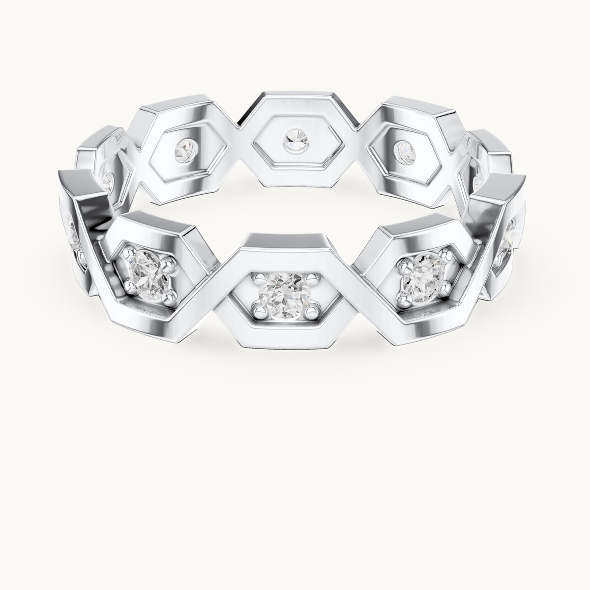 Round lab-grown diamond geometric full eternity band in white gold, 0.35 CT TW, view 4