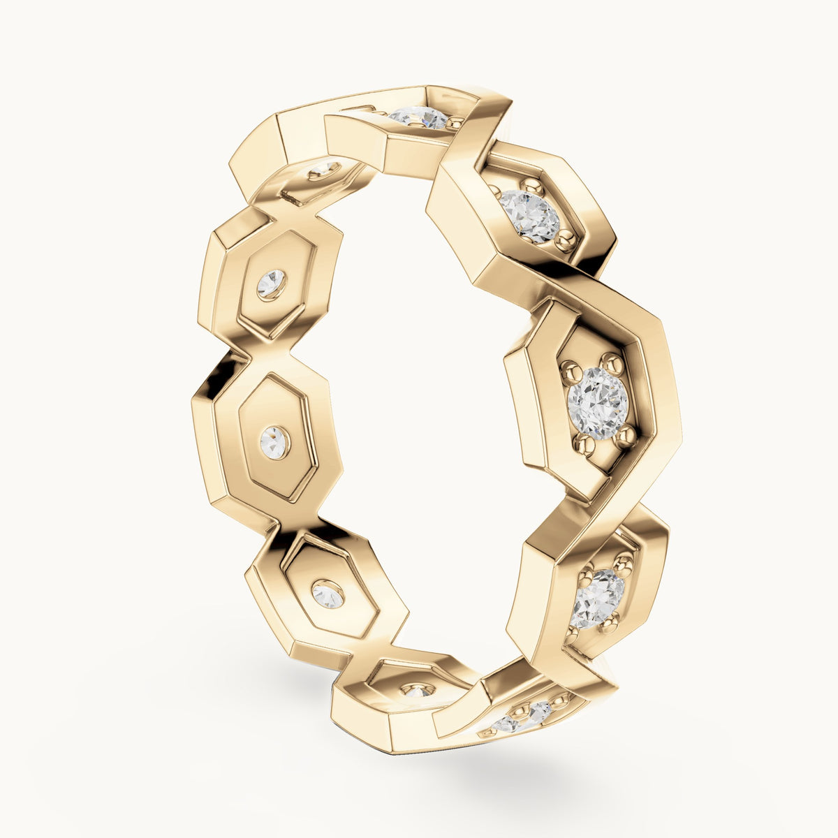 Round lab-grown diamond geometric full eternity band in yellow gold, 0.35 CT TW, view 1