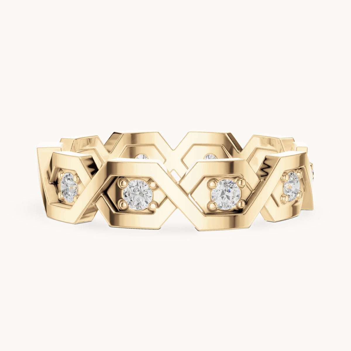 Round lab-grown diamond geometric full eternity band in yellow gold, 0.35 CT TW, view 3