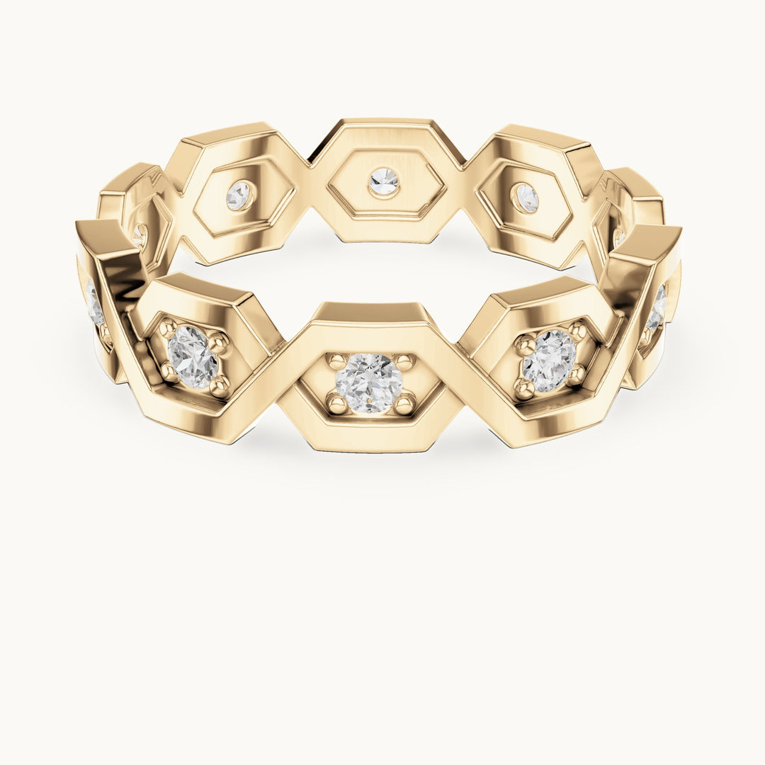 Round lab-grown diamond geometric full eternity band in yellow gold, 0.35 CT TW, view 4