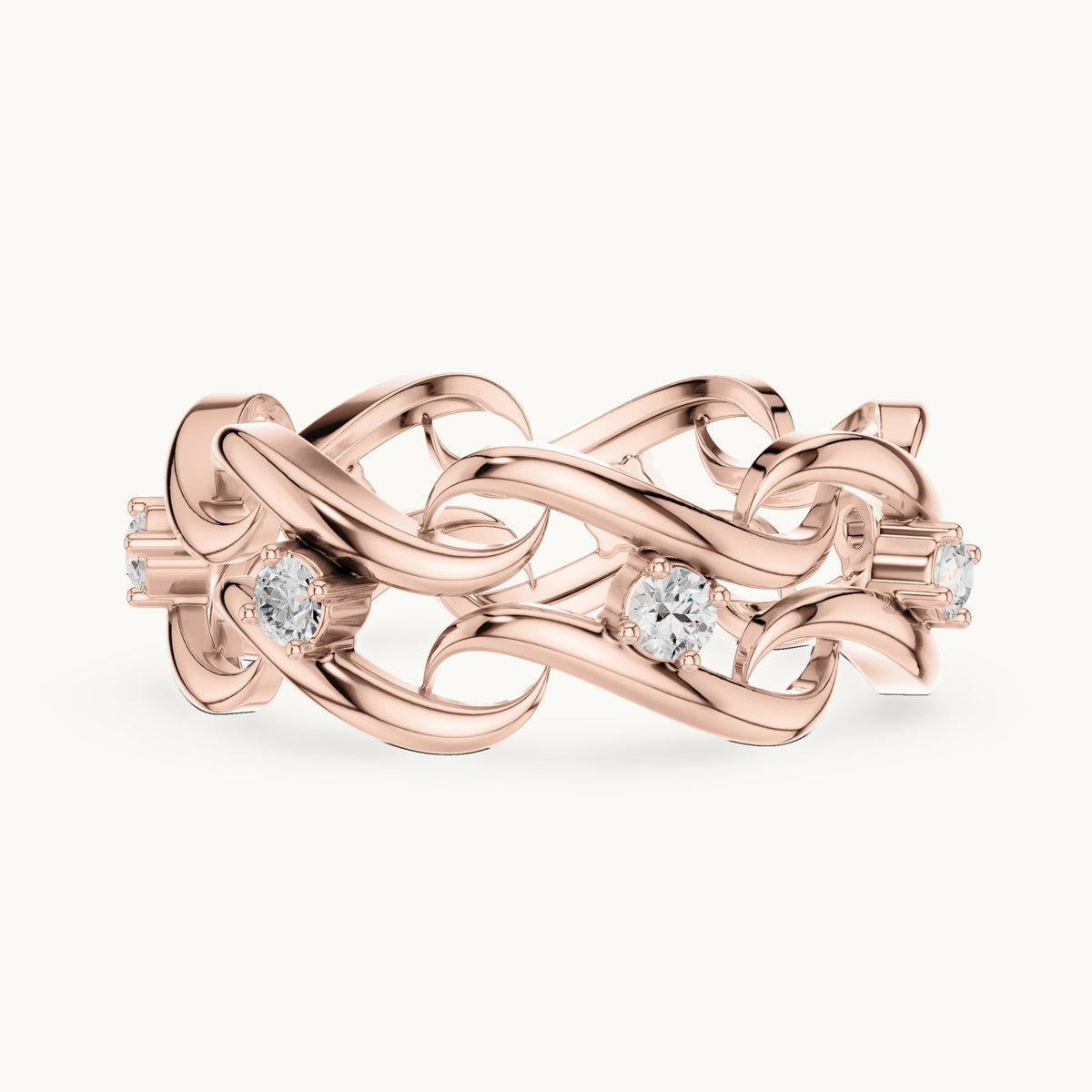 Round lab-grown diamond chain link eternity ring in rose gold, 0.245 CT TW, view 3